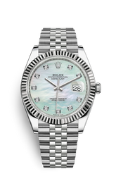 DATEJUST 마더 펄 41 오이스터, 41mm, 오이스터스틸과 화이트 골드